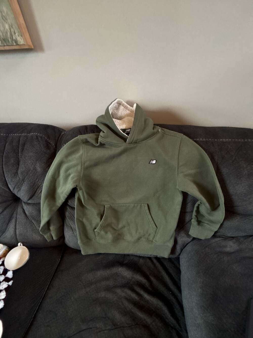New Balance Kids Olive Green Sherpa Lined Hoodie Size M (10/12)